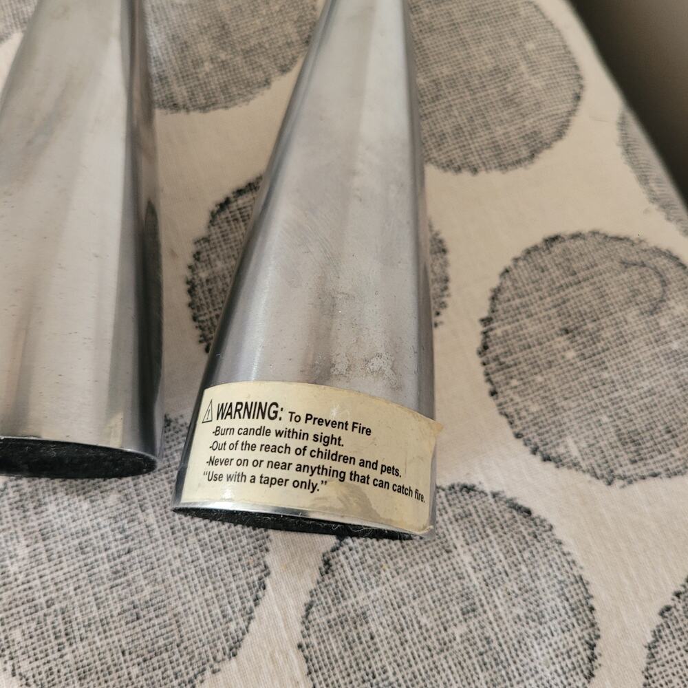 Set of 2 Pewter Silver Toned Candle Sticks Nambe? Danish Vintage - Picture 4 of 4